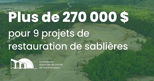Plus de 270 000 $ pour 9 projets de restauration de sablières 